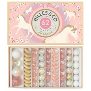 Billes & Co Box mit 62 Murmeln *Einhorn*
