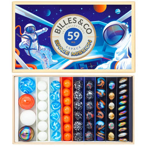 Billes & Co Box mit 59 Murmeln *Space Mission*