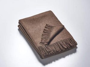 Wollzeit Naturbraunes Plaid aus  100% Merinowolle