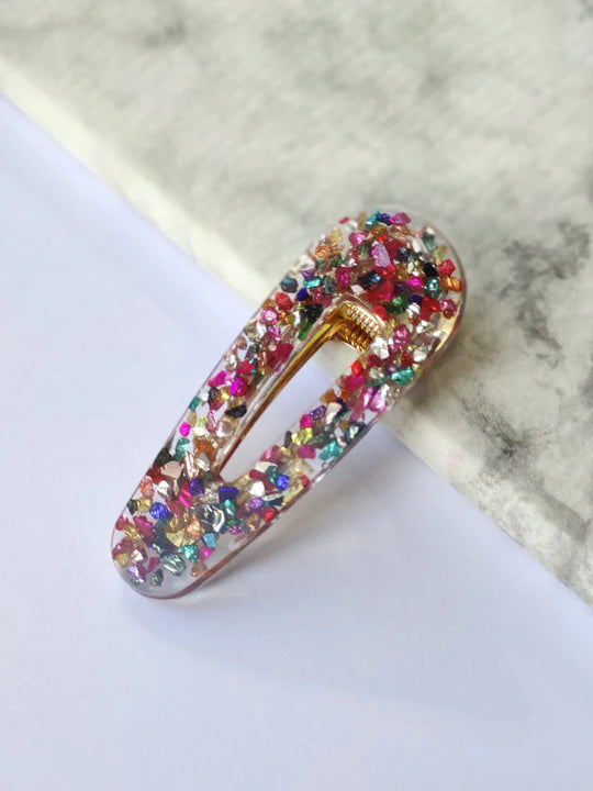 Geo Resin Haarclip *multicolorglitter*